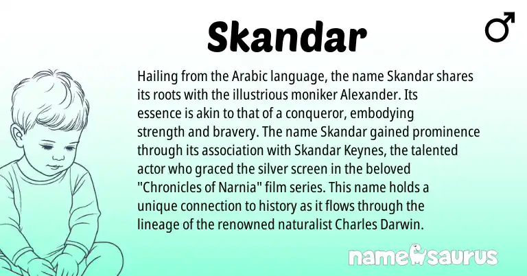 Infographic about Skandar name meaning, Skandar is a name from Arabic origin(s).