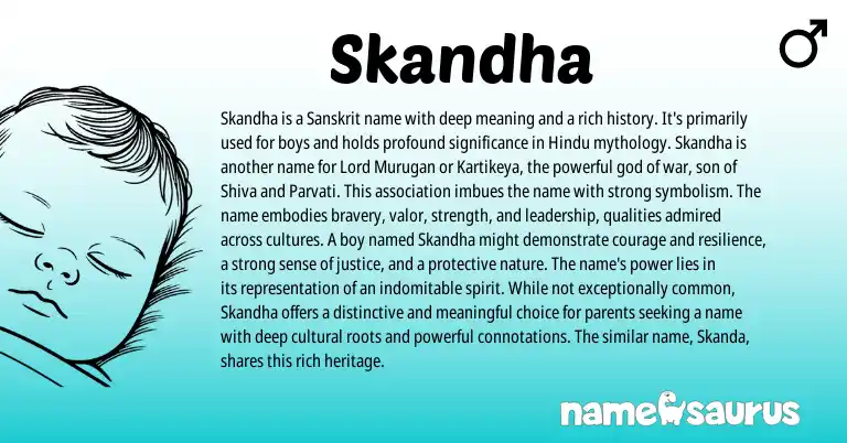 Infographic about Skandha name meaning, Skandha is a name from Hindu, Sanskrit origin(s).
