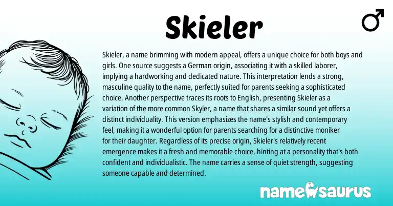 Infographic about Skieler name meaning, Skieler is a name from Germanic origin(s).