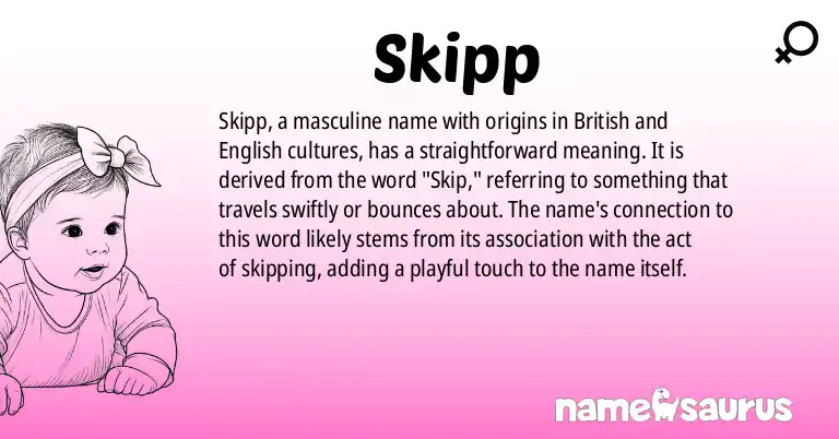 Infographic about Skipp name meaning, Skipp is a name from English, British origin(s).