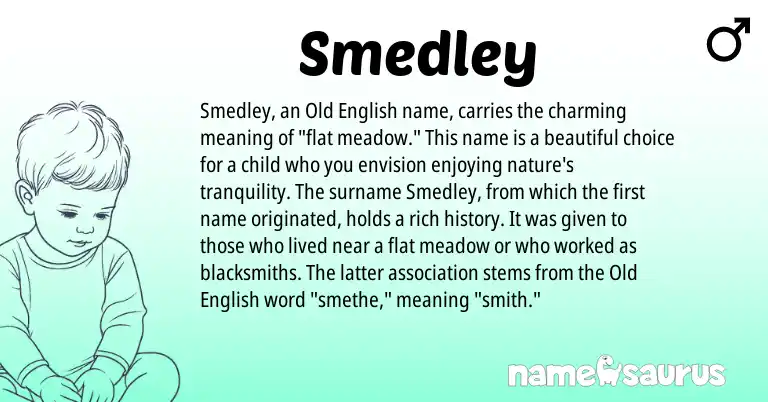Infographic about Smedley name meaning, Smedley is a name from Old English origin(s).
