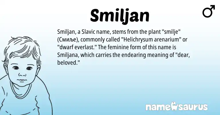 Infographic about Smiljan name meaning, Smiljan is a name from Slavic origin(s).