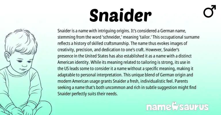 Infographic about Snaider name meaning, Snaider is a name from Germanic origin(s).