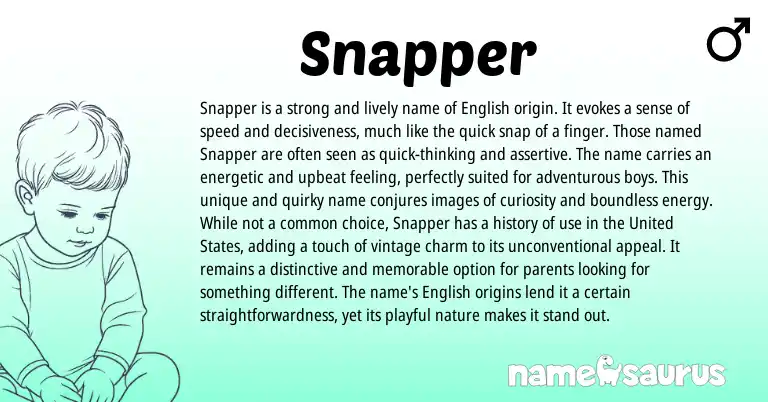 Infographic about Snapper name meaning, Snapper is a name from English origin(s).