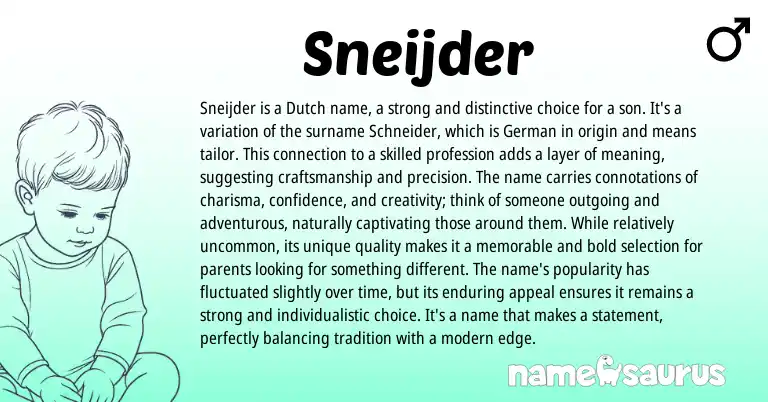 Infographic about Sneijder name meaning, Sneijder is a name from Dutch origin(s).