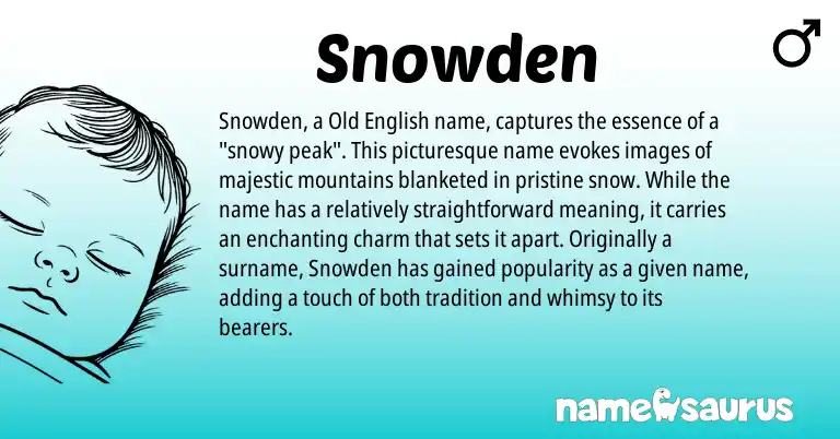 Infographic about Snowden name meaning, Snowden is a name from Old English origin(s).