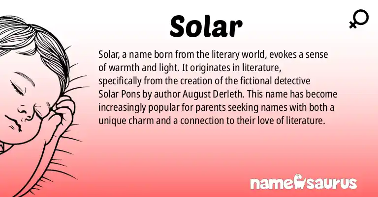 Infographic about Solar name meaning, Solar is a name from Literature origin(s).
