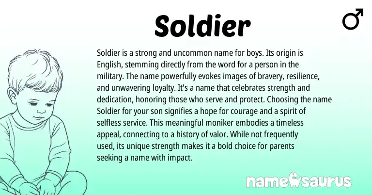 Infographic about Soldier name meaning, Soldier is a name from English origin(s).