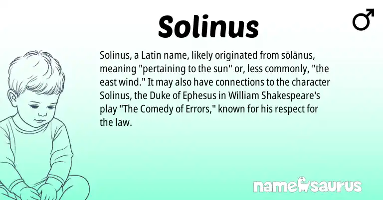 Infographic about Solinus name meaning, Solinus is a name from Latin origin(s).