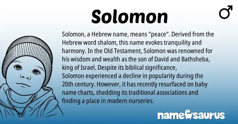 Infographic about Solomon name meaning, Solomon is a name from Hebrew origin(s).