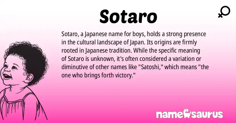 Infographic about Sotaro name meaning, Sotaro is a name from Japanese origin(s).