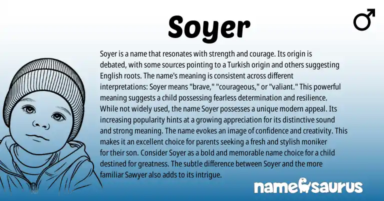 Infographic about Soyer name meaning, Soyer is a name from French, Turkish origin(s).