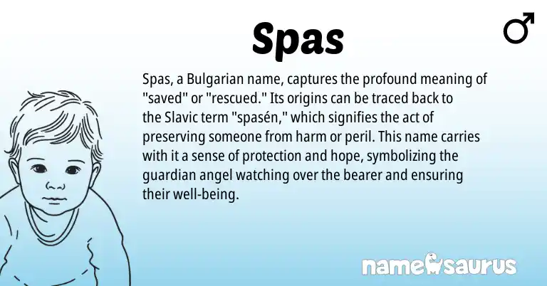 Infographic about Spas name meaning, Spas is a name from Bulgarian, Slavic origin(s).
