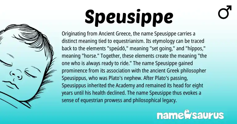 Infographic about Speusippe name meaning, Speusippe is a name from Greece, Greek origin(s).
