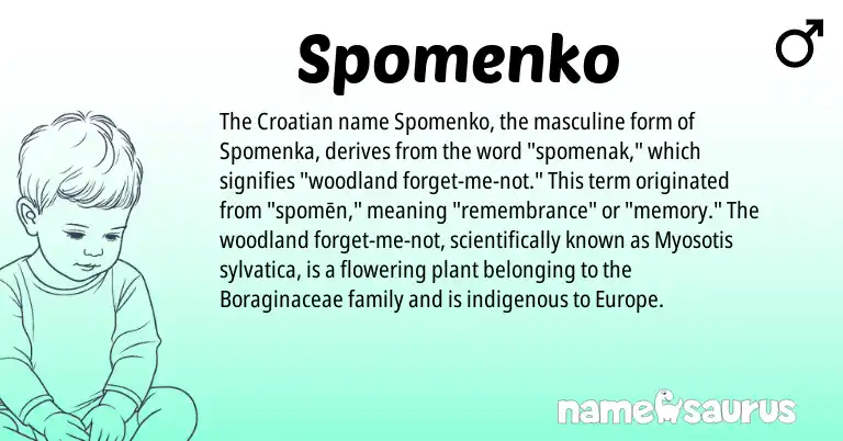 Infographic about Spomenko name meaning, Spomenko is a name from Croatian origin(s).
