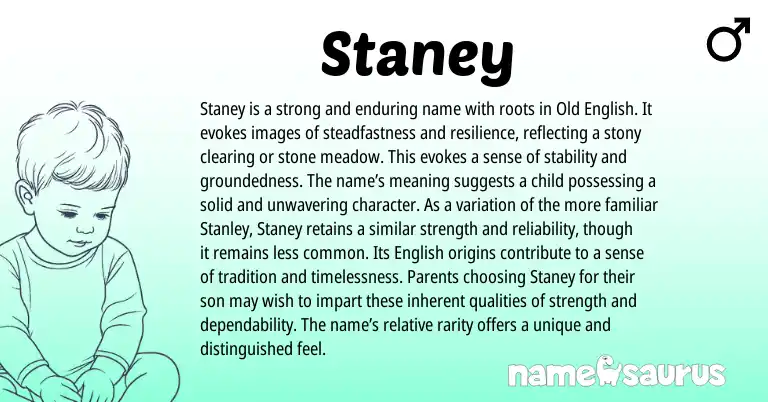 Infographic about Staney name meaning, Staney is a name from English origin(s).