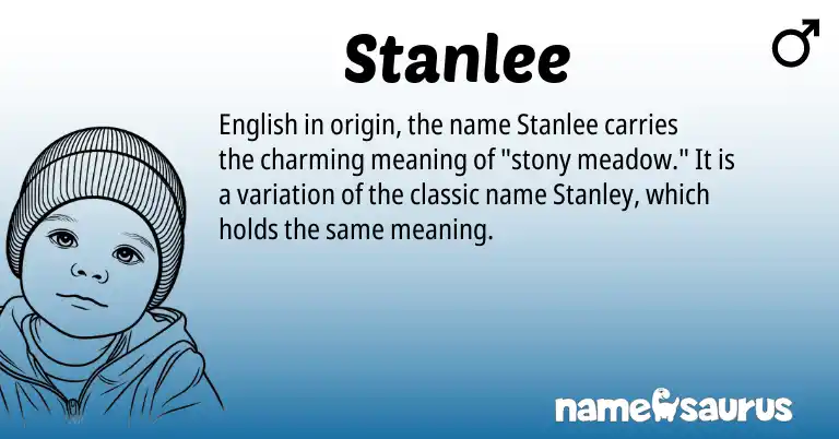 Infographic about Stanlee name meaning, Stanlee is a name from English origin(s).