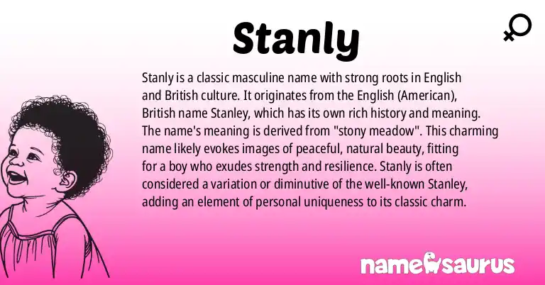 Infographic about Stanly name meaning, Stanly is a name from English (American), British origin(s).