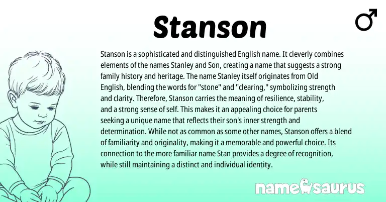 Infographic about Stanson name meaning, Stanson is a name from English origin(s).
