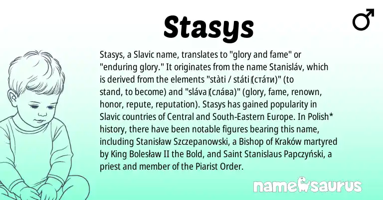 Infographic about Stasys name meaning, Stasys is a name from Slavic, Polish origin(s).
