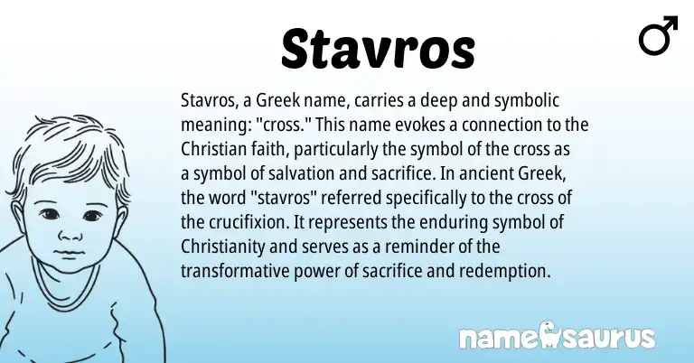 Infographic about Stavros name meaning, Stavros is a name from Christianity, Greek origin(s).