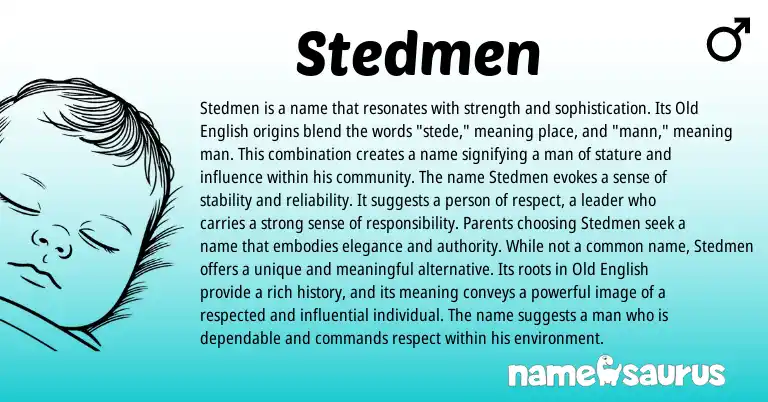 Infographic about Stedmen name meaning, Stedmen is a name from English origin(s).