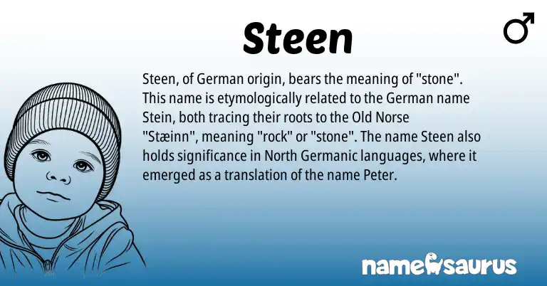 Infographic about Steen name meaning, Steen is a name from German, Germanic, Old Norse origin(s).