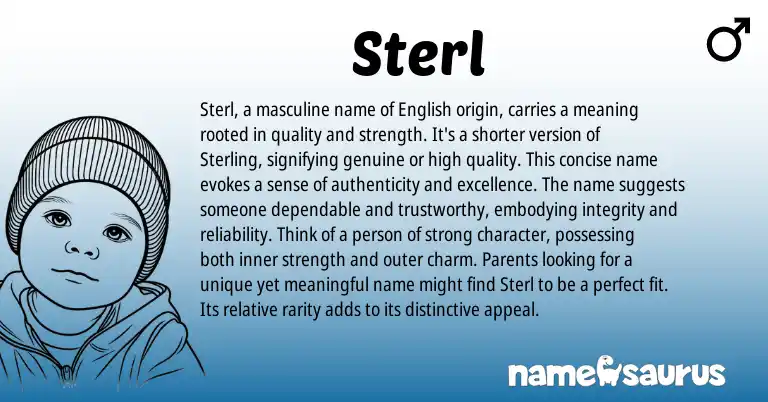 Infographic about Sterl name meaning, Sterl is a name from English origin(s).