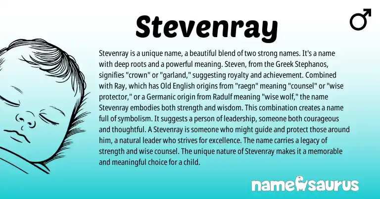Infographic about Stevenray name meaning, Stevenray is a name from English, Greek origin(s).