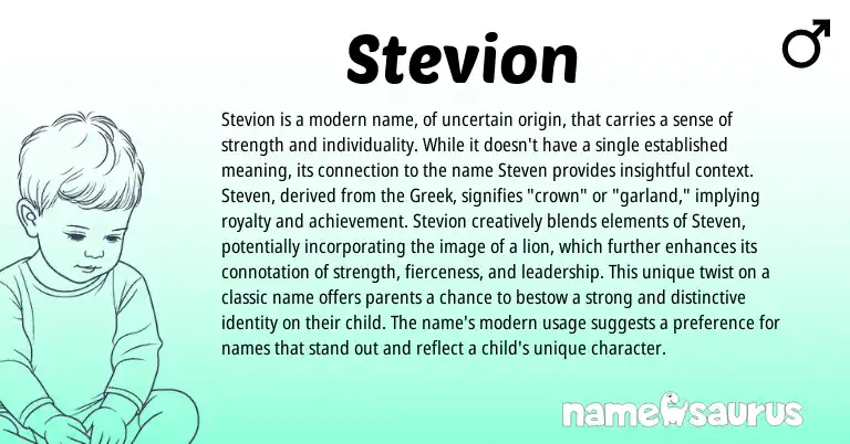 Infographic about Stevion name meaning, Stevion is a name from Other origin(s).