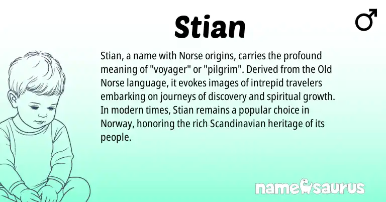 Infographic about Stian name meaning, Stian is a name from Norway, Old Norse, Scandinavian, Norse origin(s).