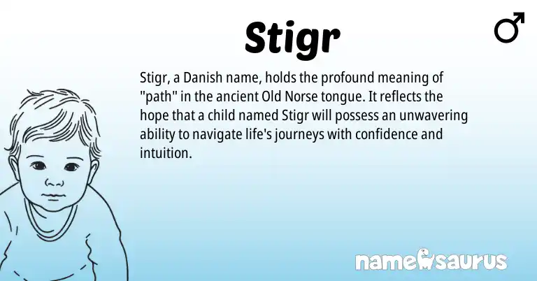 Infographic about Stigr name meaning, Stigr is a name from Old Norse, Danish origin(s).