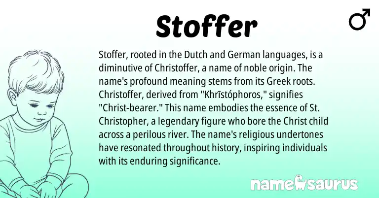 Infographic about Stoffer name meaning, Stoffer is a name from German, Dutch, Greek origin(s).