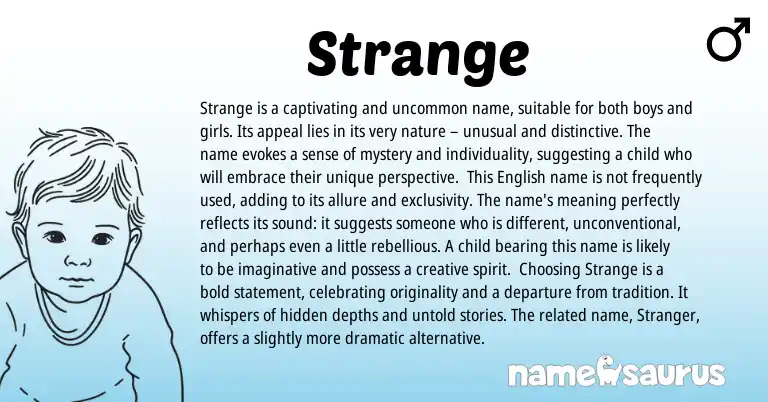 Infographic about Strange name meaning, Strange is a name from English origin(s).