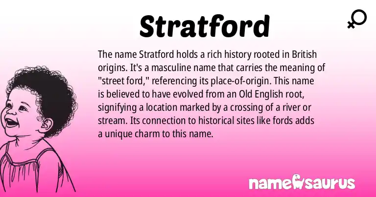 Infographic about Stratford name meaning, Stratford is a name from British origin(s).