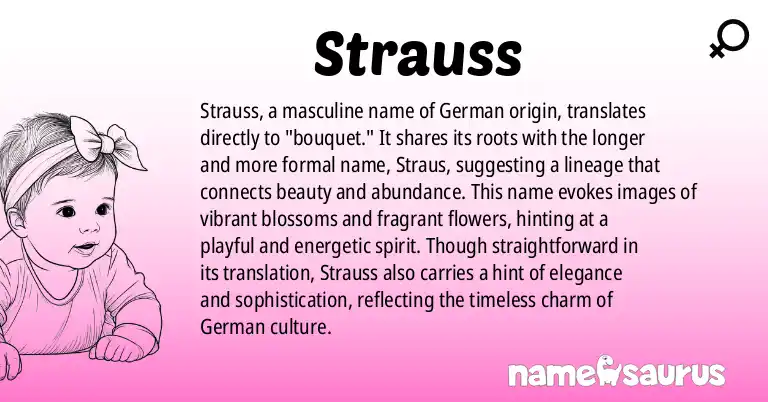 Infographic about Strauss name meaning, Strauss is a name from German origin(s).