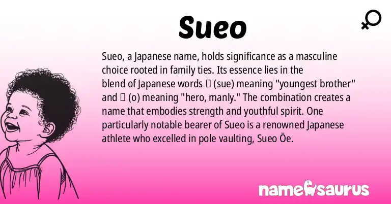 Infographic about Sueo name meaning, Sueo is a name from Japanese origin(s).