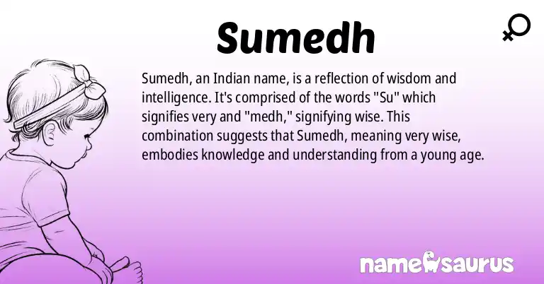 Infographic about Sumedh name meaning, Sumedh is a name from Indian origin(s).