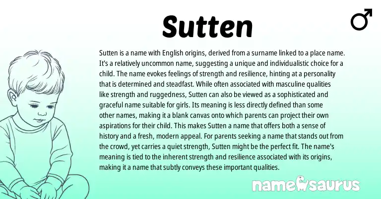 Infographic about Sutten name meaning, Sutten is a name from English origin(s).