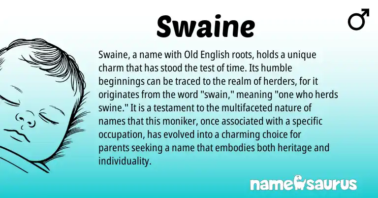 Infographic about Swaine name meaning, Swaine is a name from Old English origin(s).