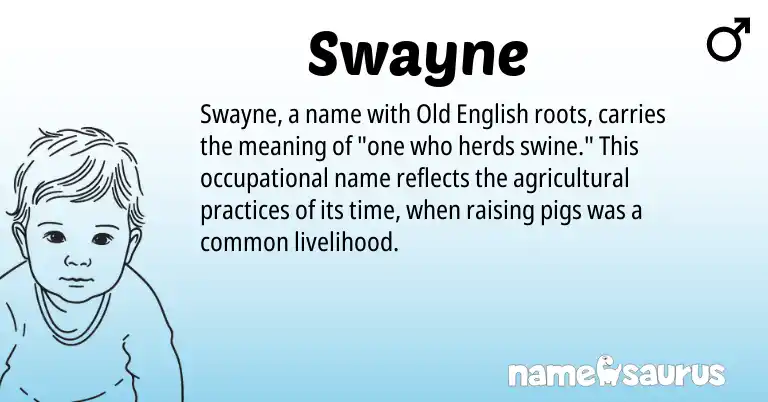 Infographic about Swayne name meaning, Swayne is a name from Old English origin(s).