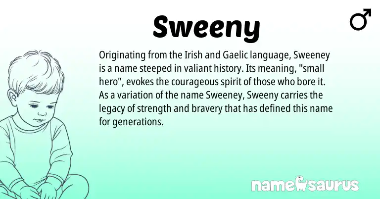 Infographic about Sweeny name meaning, Sweeny is a name from Irish, Gaelic origin(s).
