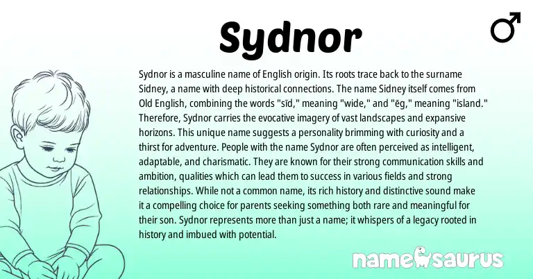 Infographic about Sydnor name meaning, Sydnor is a name from English origin(s).