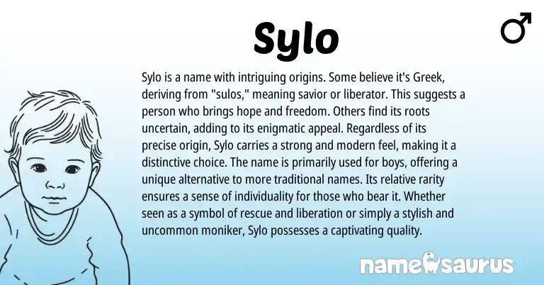 Infographic about Sylo name meaning, Sylo is a name from Greek, Italian origin(s).
