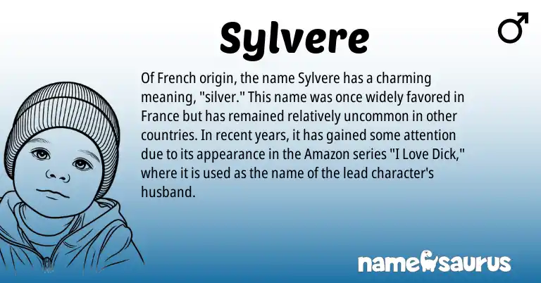 Infographic about Sylvere name meaning, Sylvere is a name from French origin(s).