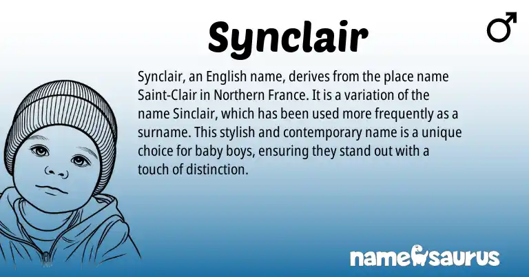 Infographic about Synclair name meaning, Synclair is a name from English origin(s).