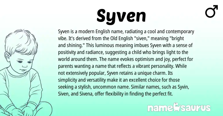 Infographic about Syven name meaning, Syven is a name from English origin(s).