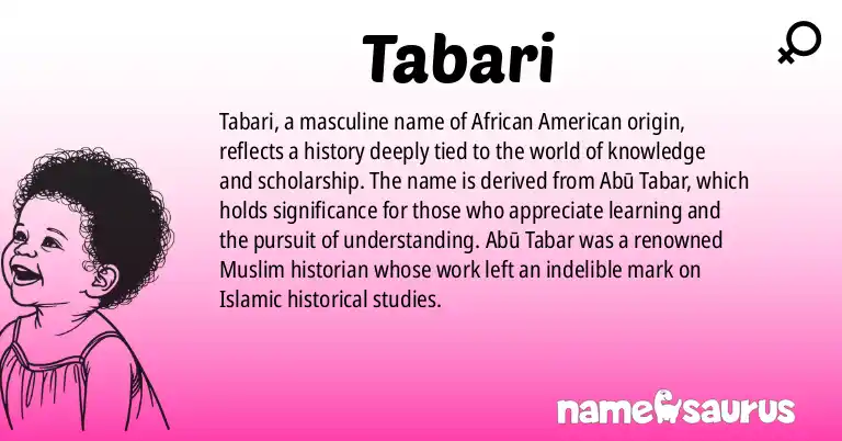 Infographic about Tabari name meaning, Tabari is a name from African American origin(s).