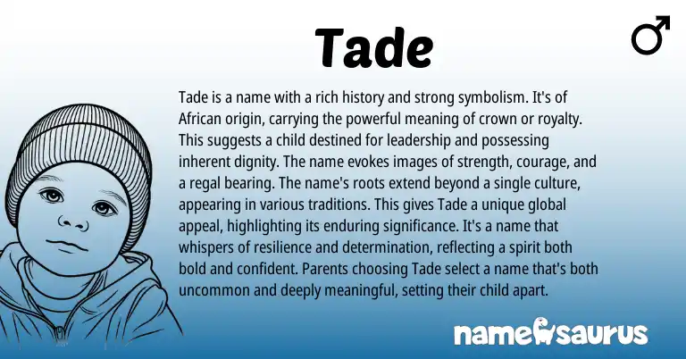 Infographic about Tade name meaning, Tade is a name from African, Polish origin(s).