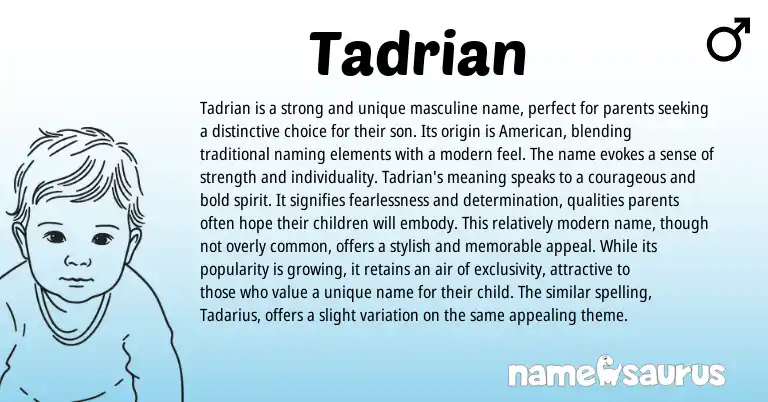 Infographic about Tadrian name meaning, Tadrian is a name from English origin(s).